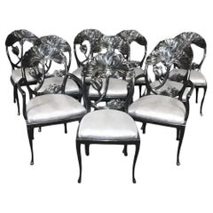 10 Black Lacquered Dining Chairs