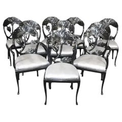 10 chaises de salle à manger laquées noires