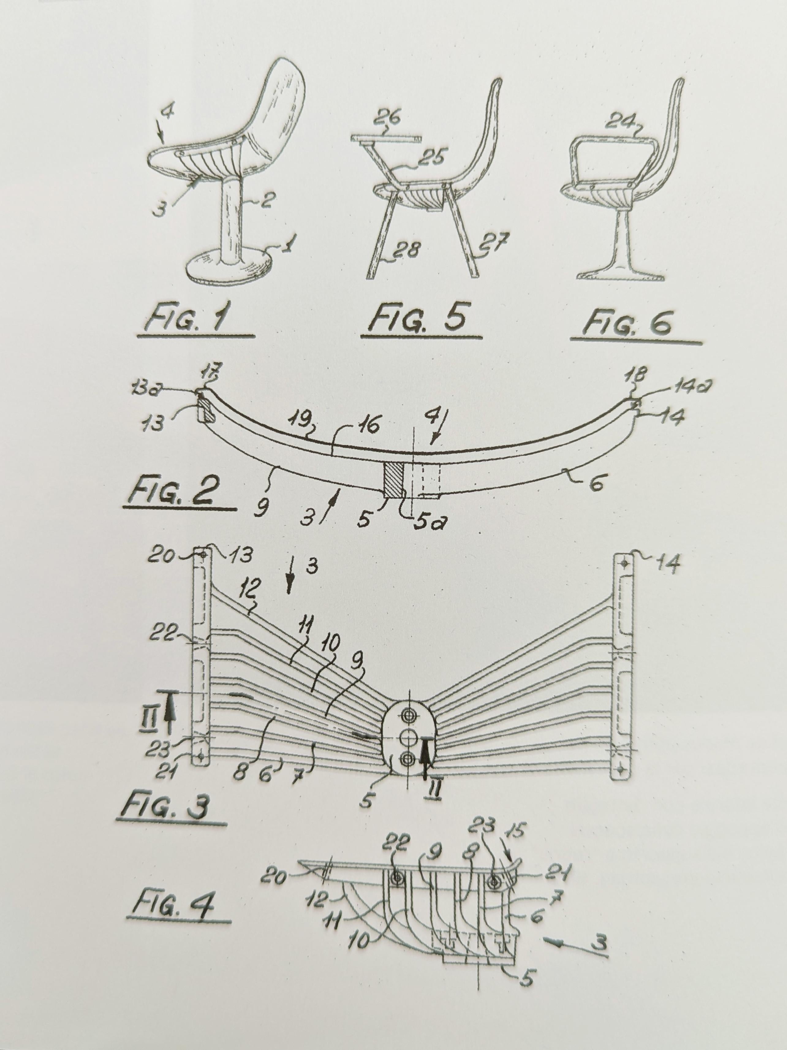 10 sedie impilabili MODUS anni '70 in plastica nera e alluminio con scrivania di Tecno in vendita 11