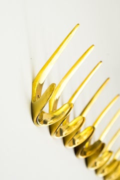 10 Brass Wall Hooks, Vienna, Around 1950s