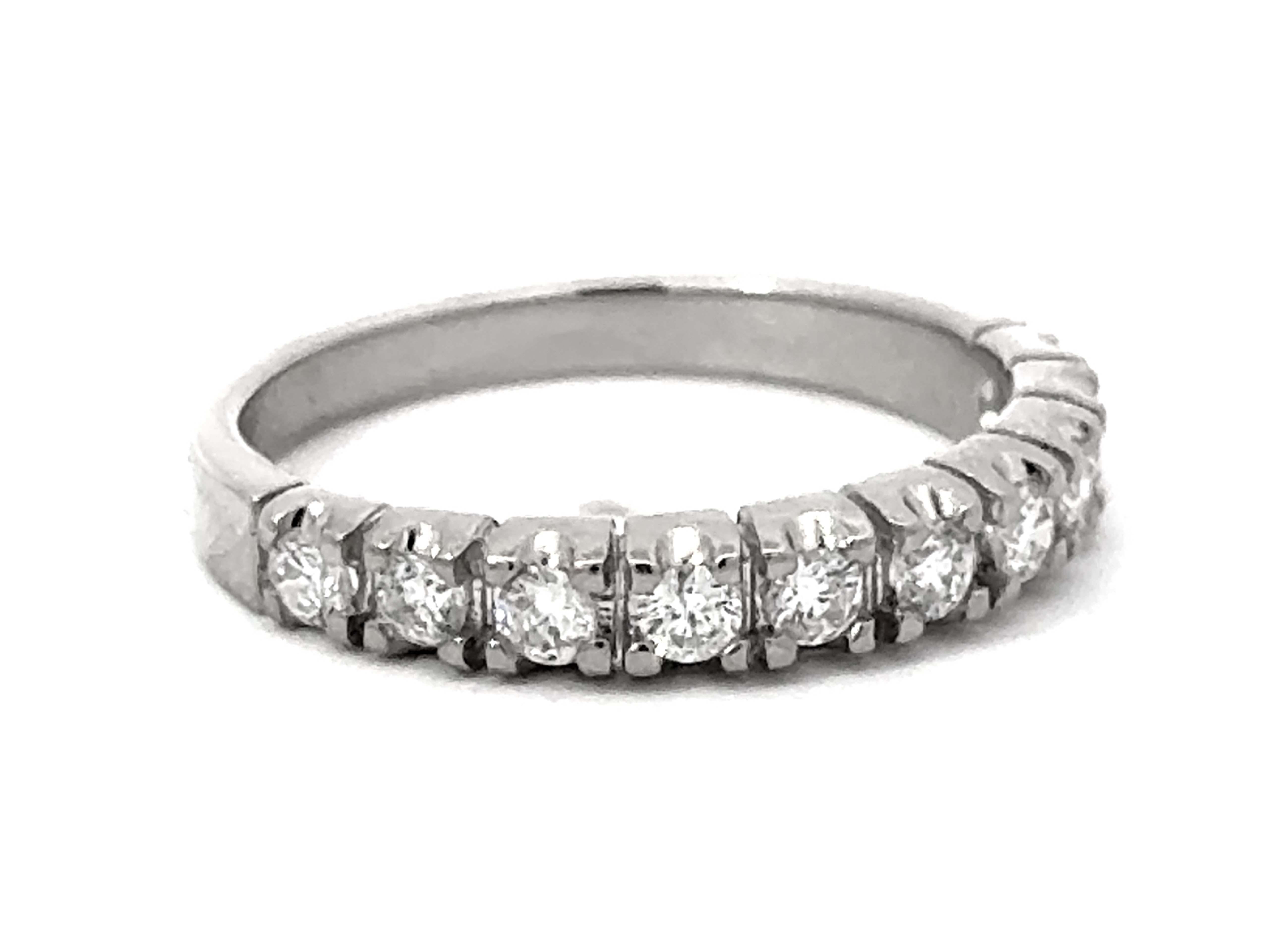 Modern 10 Brilliant Diamond Band Ring 18k White Gold For Sale