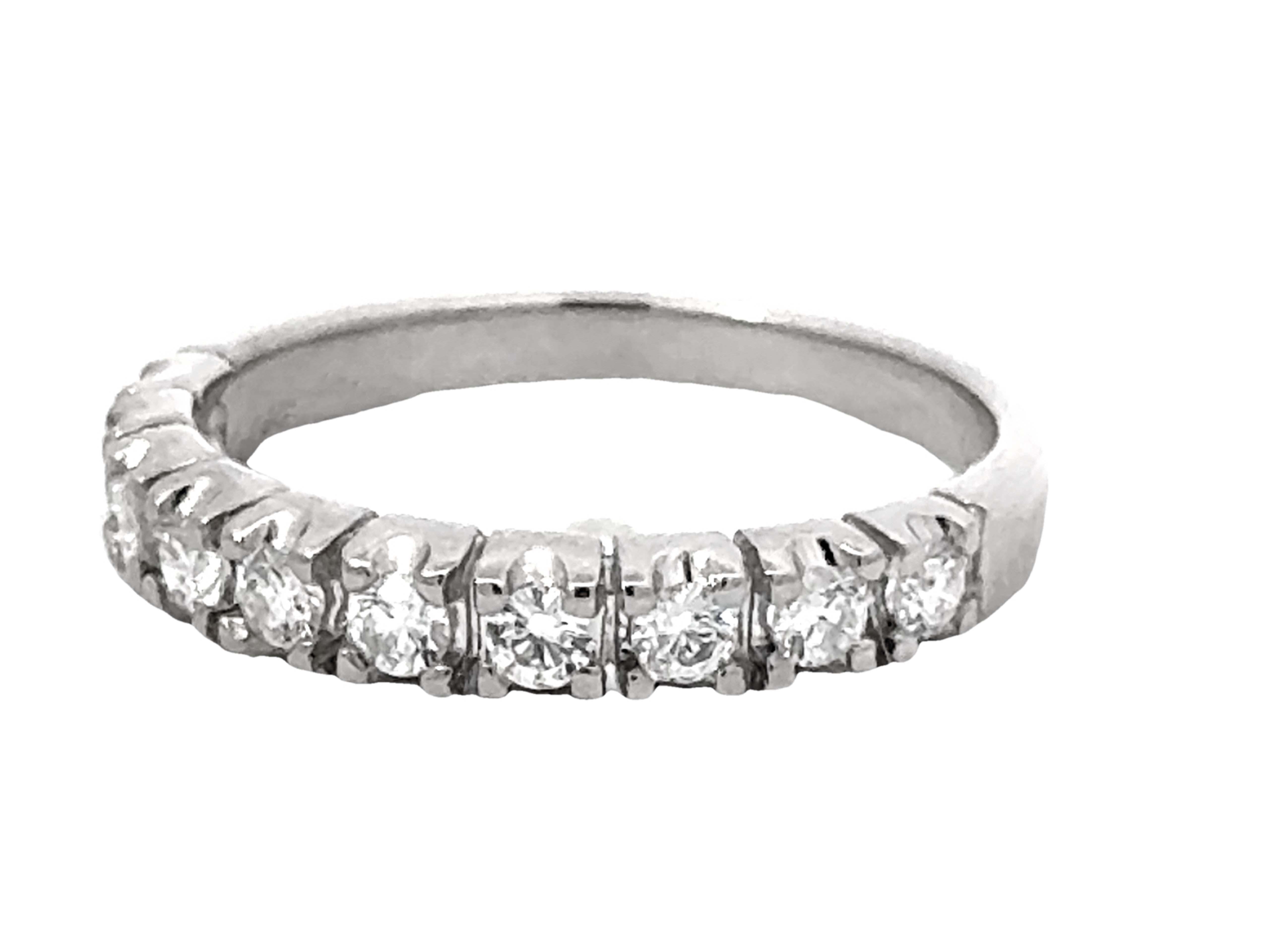 Brilliant Cut 10 Brilliant Diamond Band Ring 18k White Gold For Sale