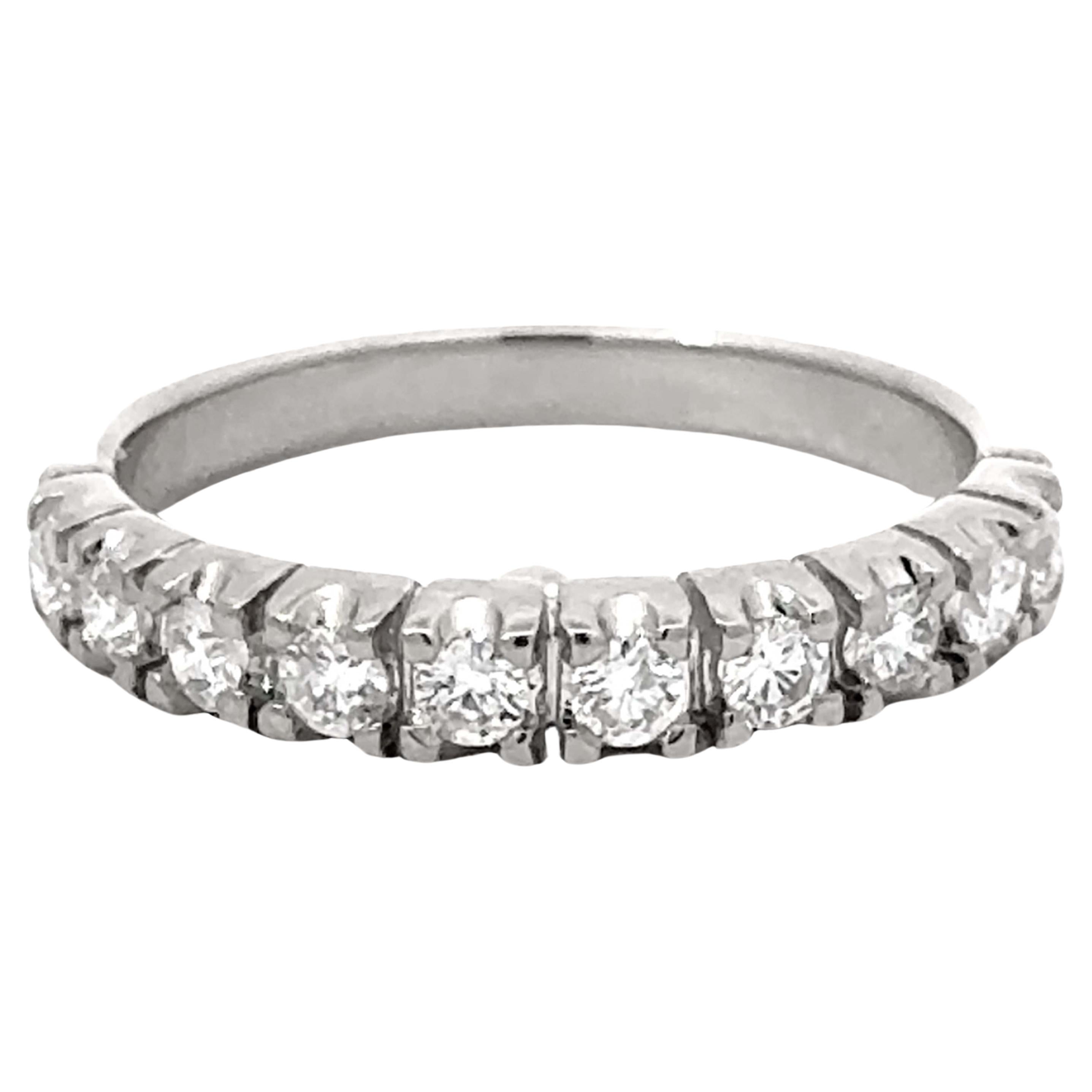 10 Brilliant Diamond Band Ring 18k White Gold For Sale