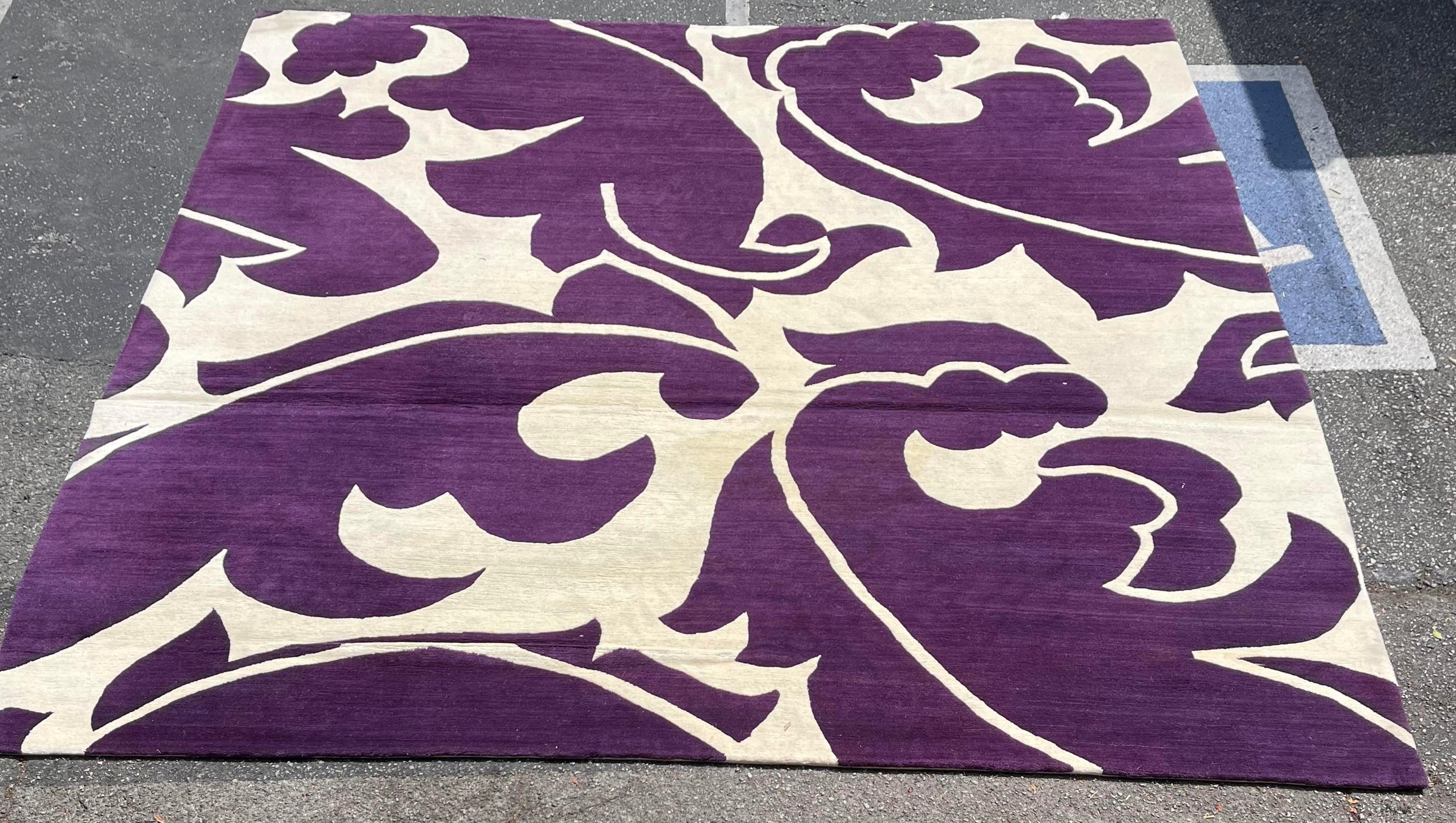 10' by 10' modern purple & white carpet by Marni for the Rug Company.
