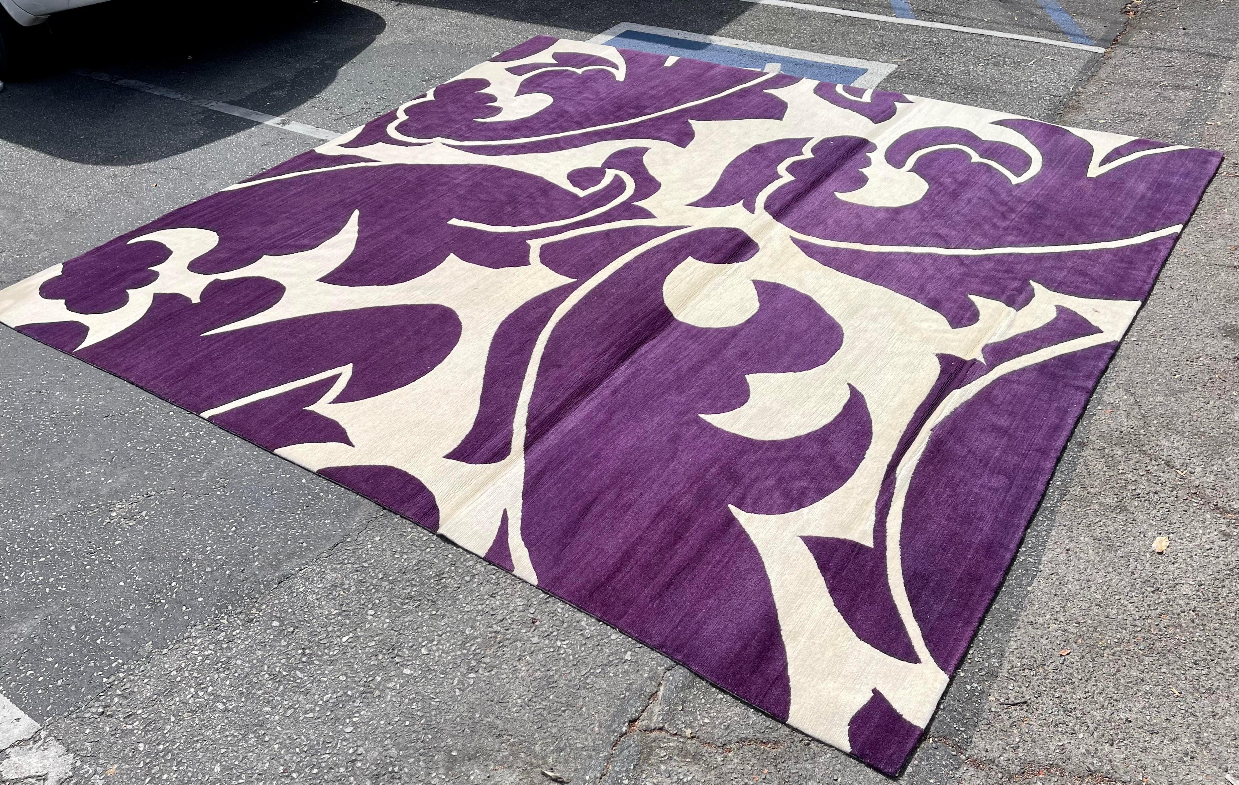 Art Deco 10' by 10' Modern Purple & White Carpet by Marni for the Rug Company