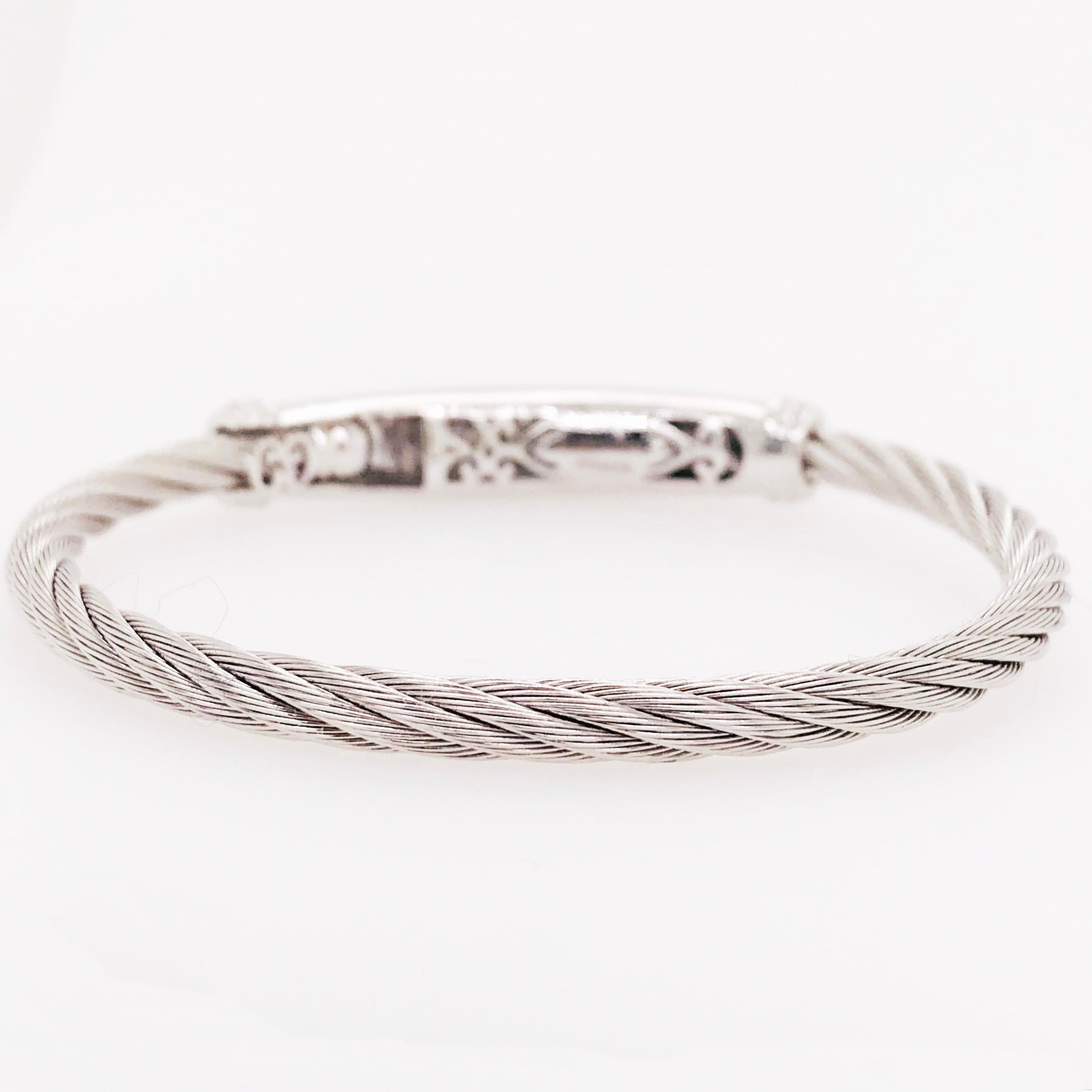 Women's .10 Carat '1/10 Carat' Diamond Twisted Cable Bangle Bracelet in Sterling Silver