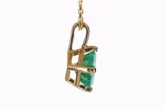 1.0 Carat 14k Colombian Emerald, Emerald Cut Solitaire Gold Pendant