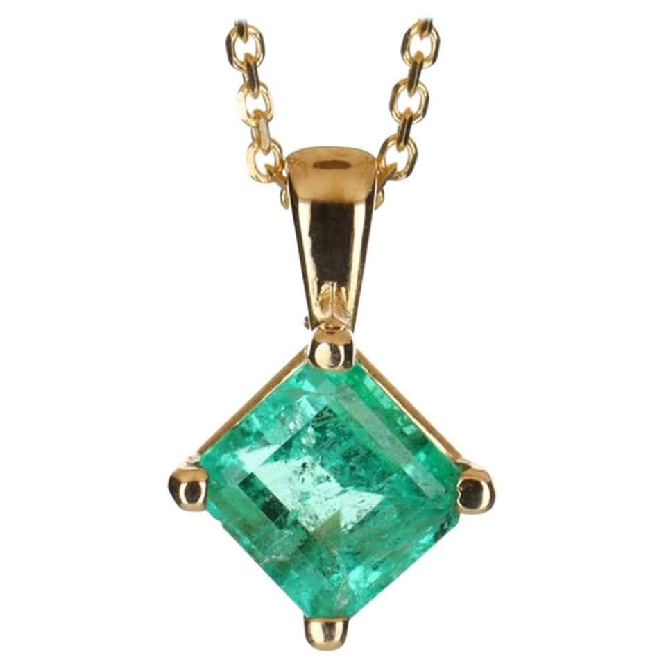 7.40 Carat Natural Colombian Emerald Drop Pendant 14K Gold For Sale at ...