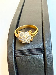 1.0 Carat, 7 Diamonds Traditional Men's Ring 14 Karat White Gold Ring Estate