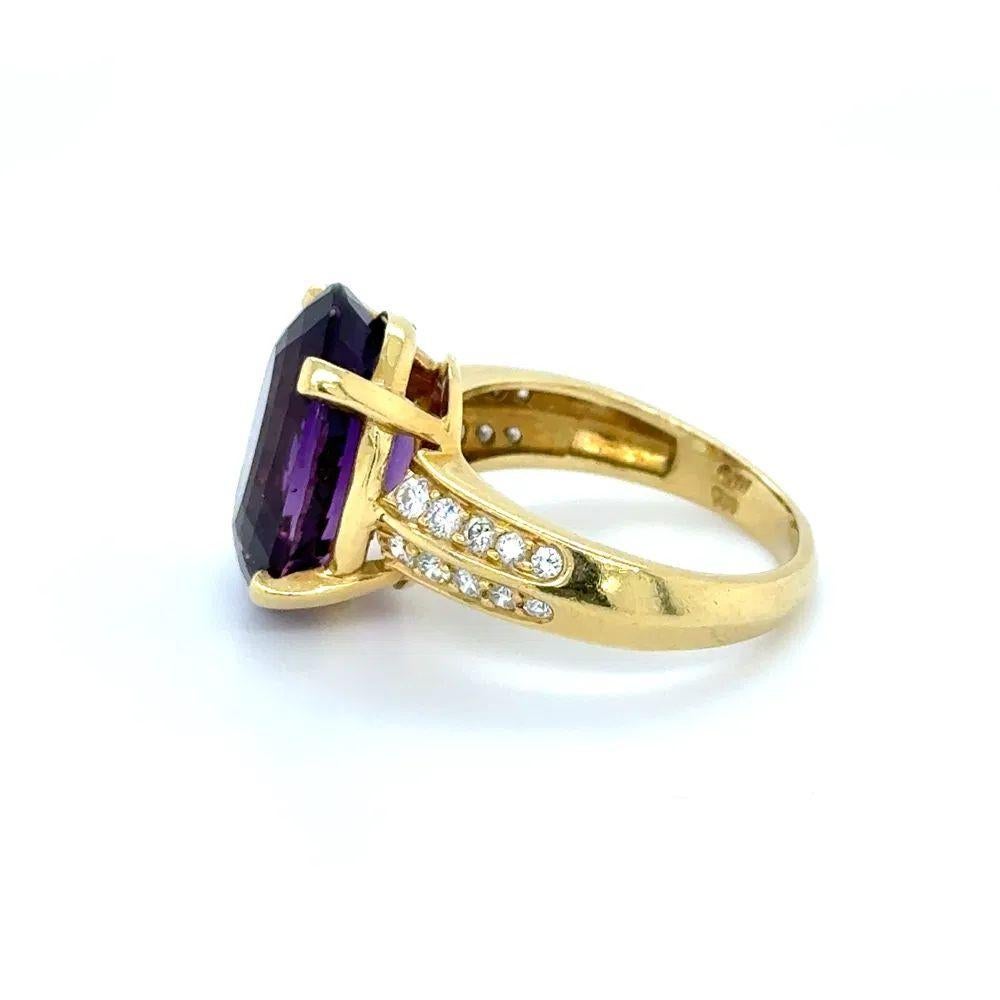 Anillo de cóctel vintage de oro con amatista y diamantes de 10 quilates en Excelente estado para la venta en Montreal, QC