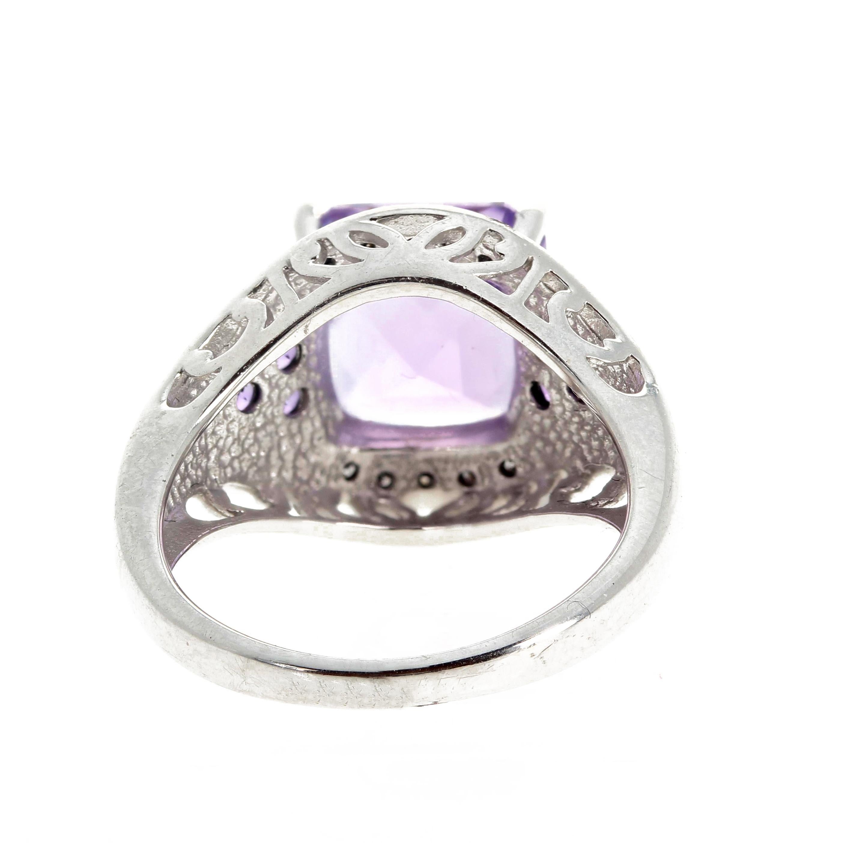 AJD Brillant Elegant Glitzernd Echte Diamanten & 10 Karat Amethyst Ring Damen im Angebot