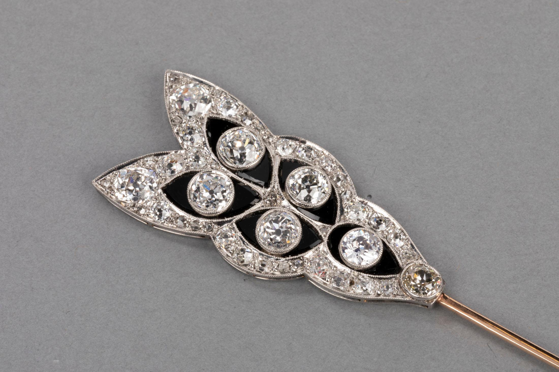 Old European Cut 10 Carat Antique French Belle Époque Platinum and Diamonds Brooch