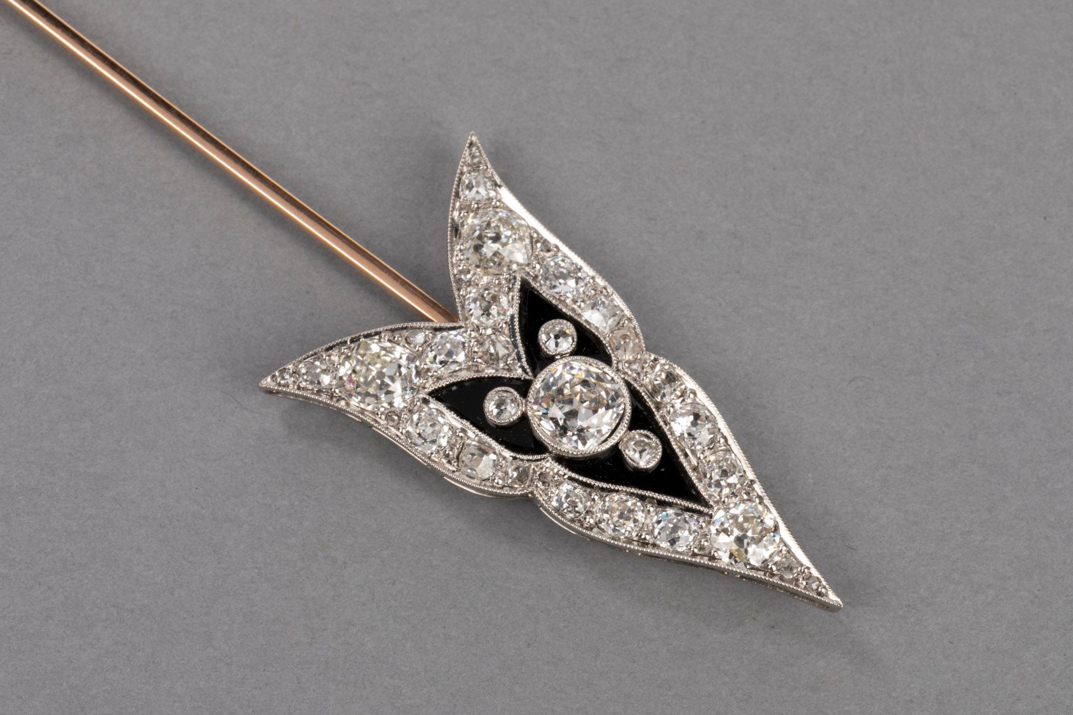 10 Carat Antique French Belle Époque Platinum and Diamonds Brooch In Good Condition In Saint-Ouen, FR