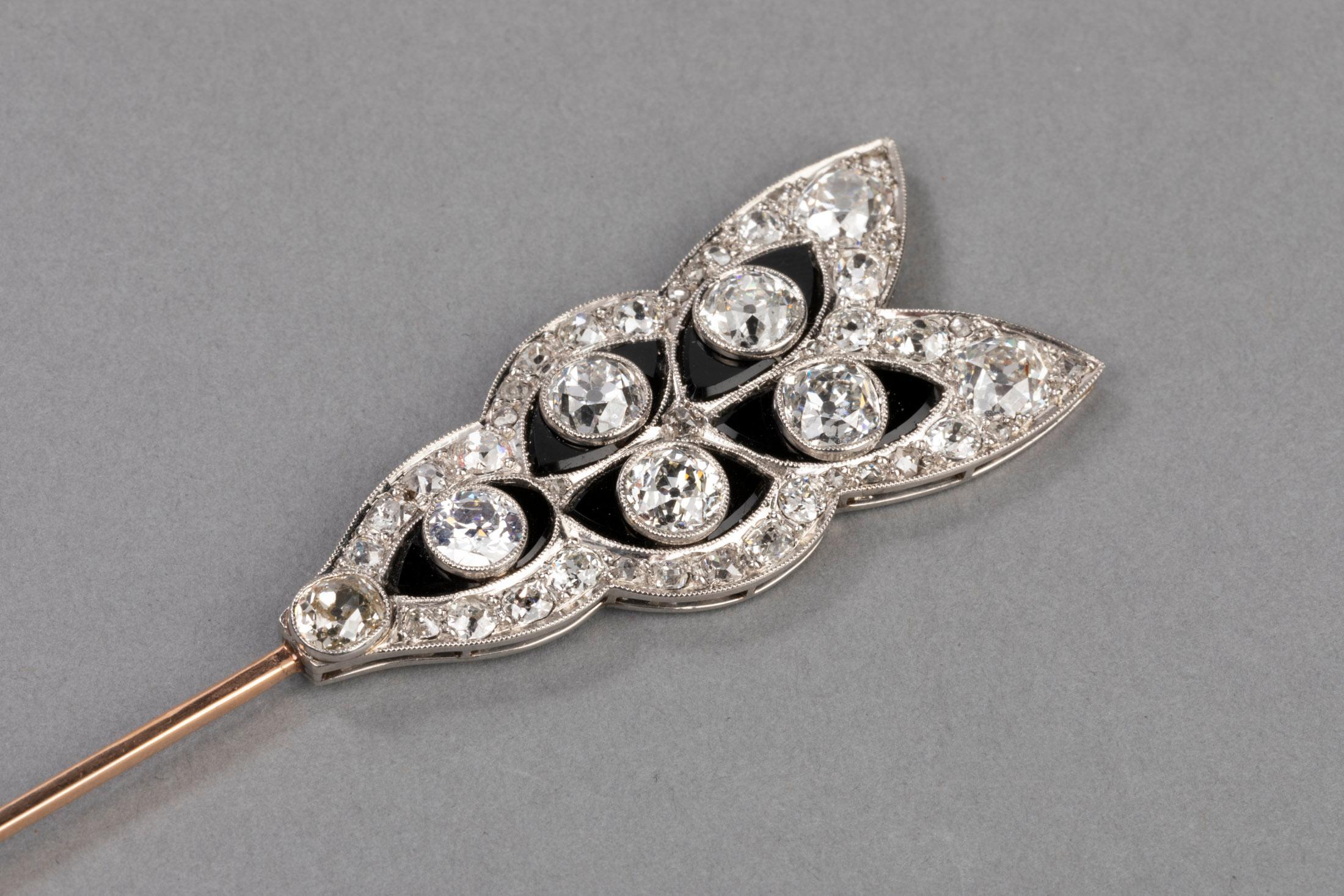 Women's 10 Carat Antique French Belle Époque Platinum and Diamonds Brooch