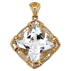 10 Karat Aquamarin und Diamant Gold Vintage-Anhänger
