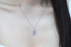 1.0 Carat Aquamarine Oval Cut Diamond Accents 10K White Gold Pendant