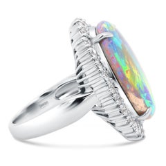 10 Carat Australian Black Opal ''Lightening Ridge'' And Diamond PT 900 Ring
