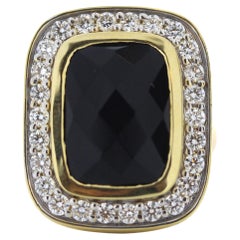 10 Carat Black Onyx Fashion Ring in 14k White Gold