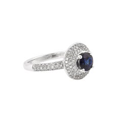 Sunita Nahata Blue Sapphire 1.00ct. Fancy Ring in 14KWG with White Diamond.
