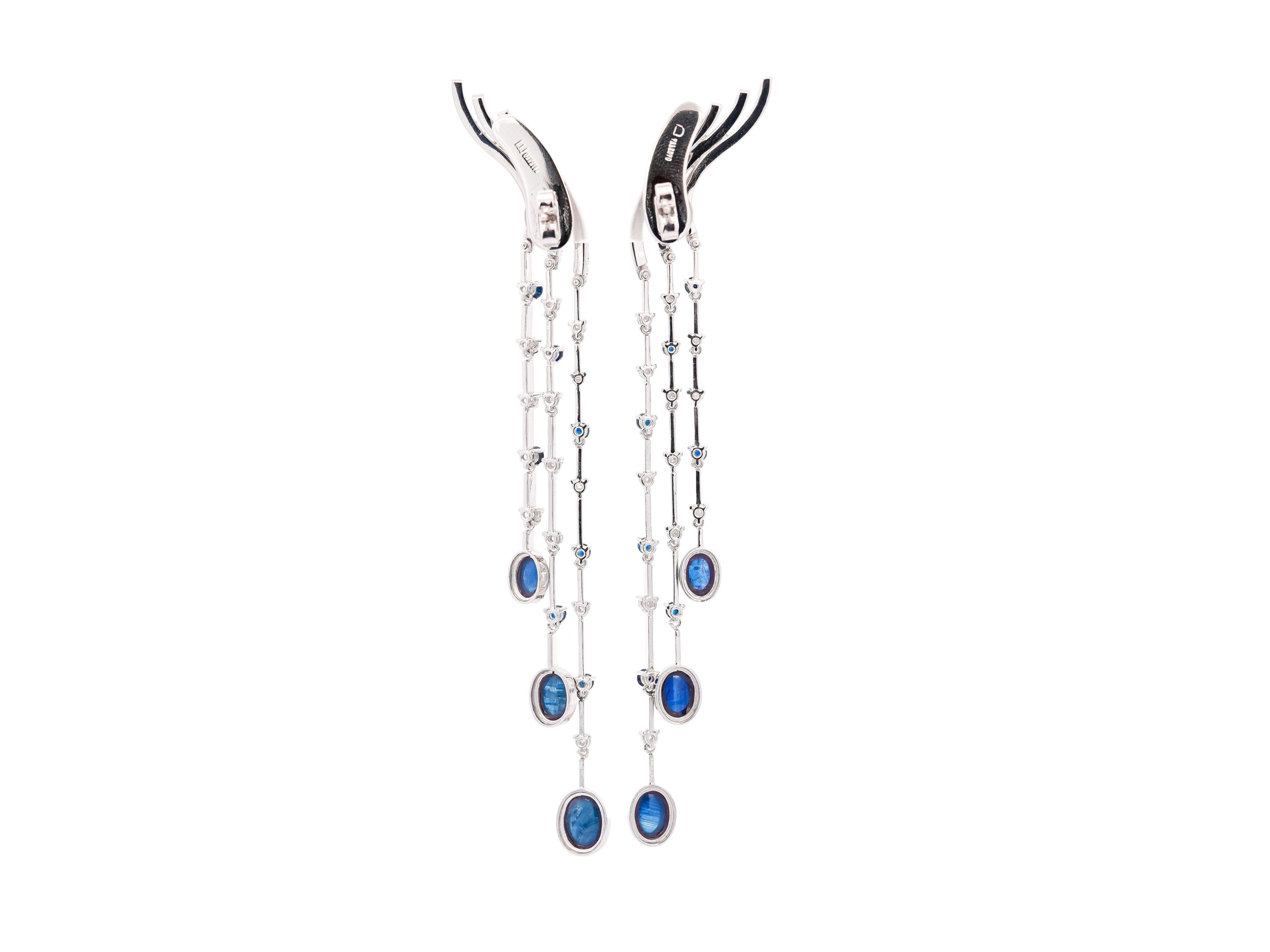 10 Carat Blue Sapphire & Diamond Dangle Drop Ear Climb Chandelier Earrings For Sale 1