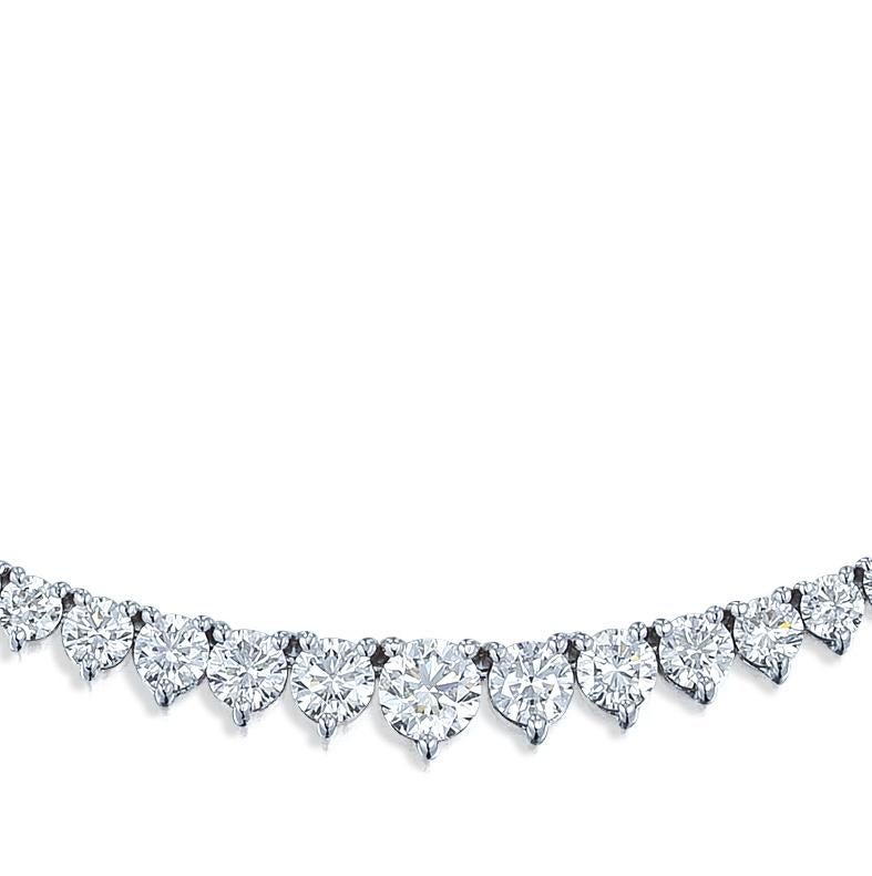 10 Karat runder Brillant, abgestufte Diamant-Tennis-Halskette aus 14K Weißgold Damen im Angebot