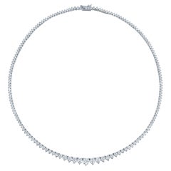 10 Carat Brilliant Round Diamond Tennis Necklace in 14K White Gold