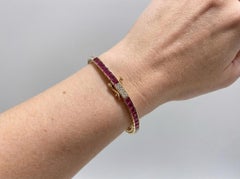10 Carat Burmese Ruby & Diamond 14K Yellow Gold Bracelet