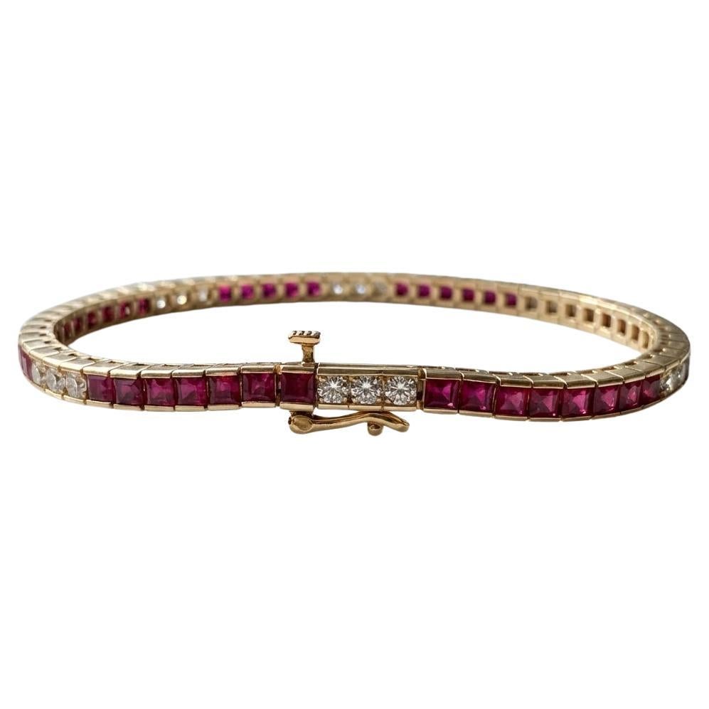 10 Carat Burmese Ruby
Diamond 14K Yellow Gold Bracelet