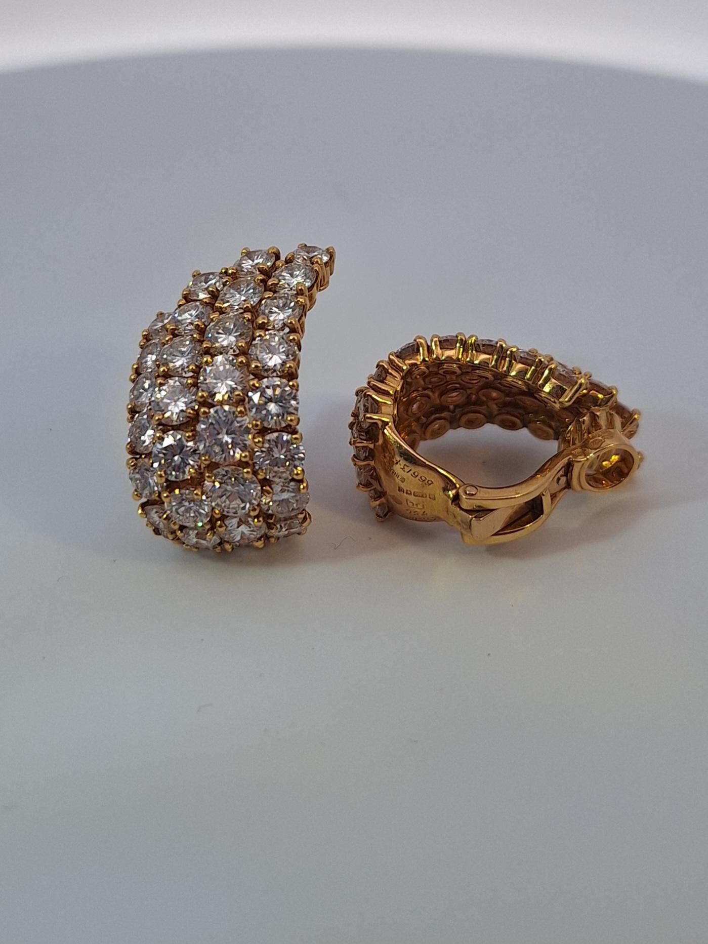 Women's or Men's 10 Carat Cartier Yellow Gold Diamond Earrings For Sale