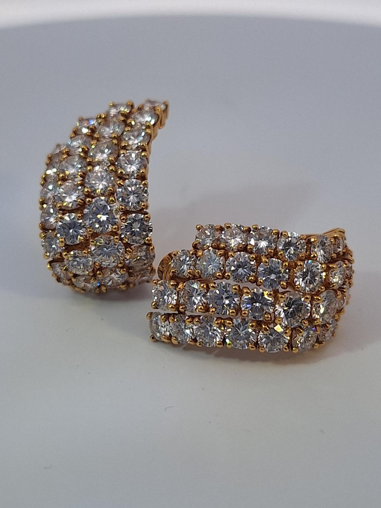 10 Carat Cartier Yellow Gold Diamond Earrings For Sale 1