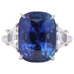 10 Carat Ceylon Blue Sapphire and Diamond Ring