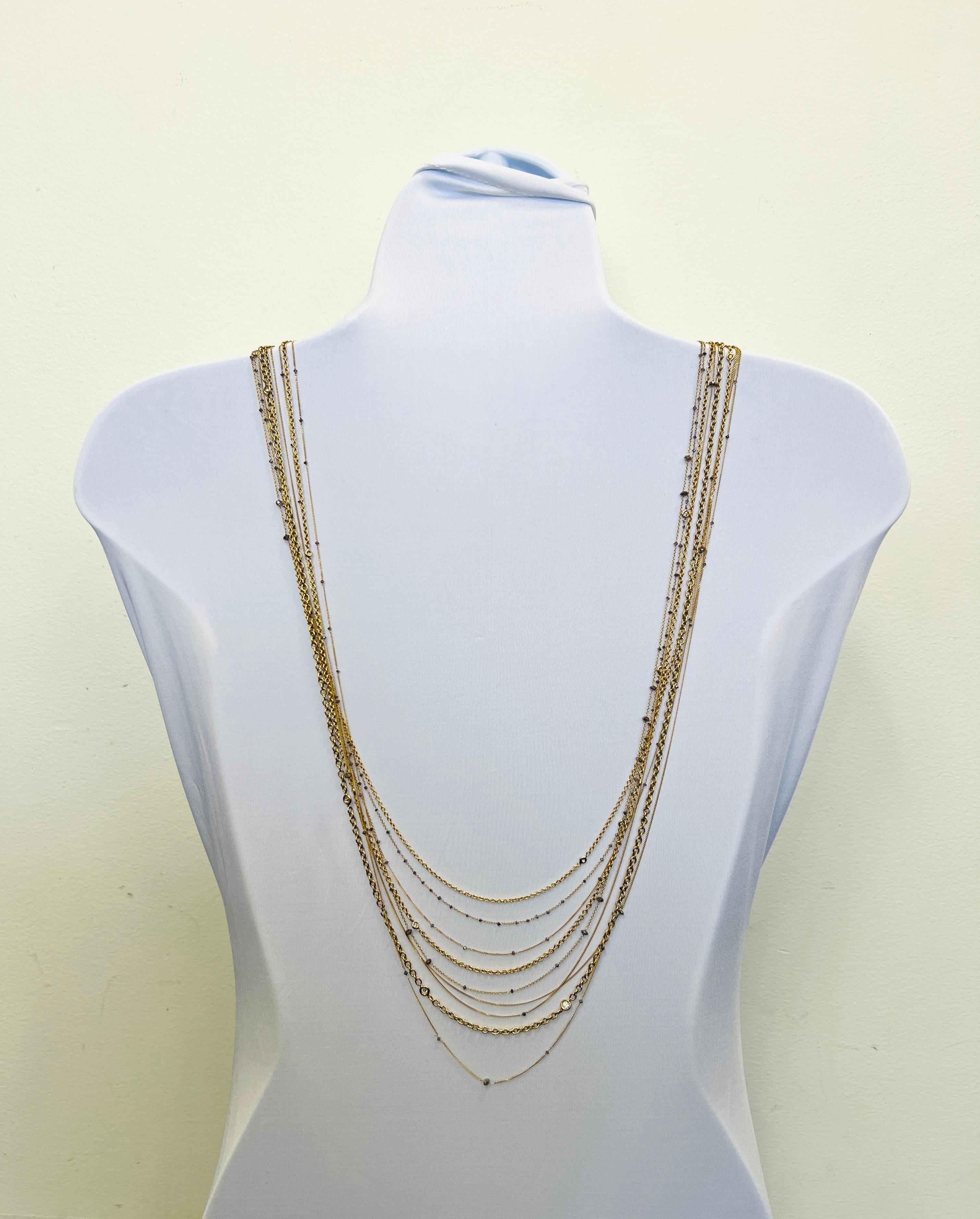 10 Carat Champagne and White Briolette Diamond Necklace in 18K Gold For Sale 1