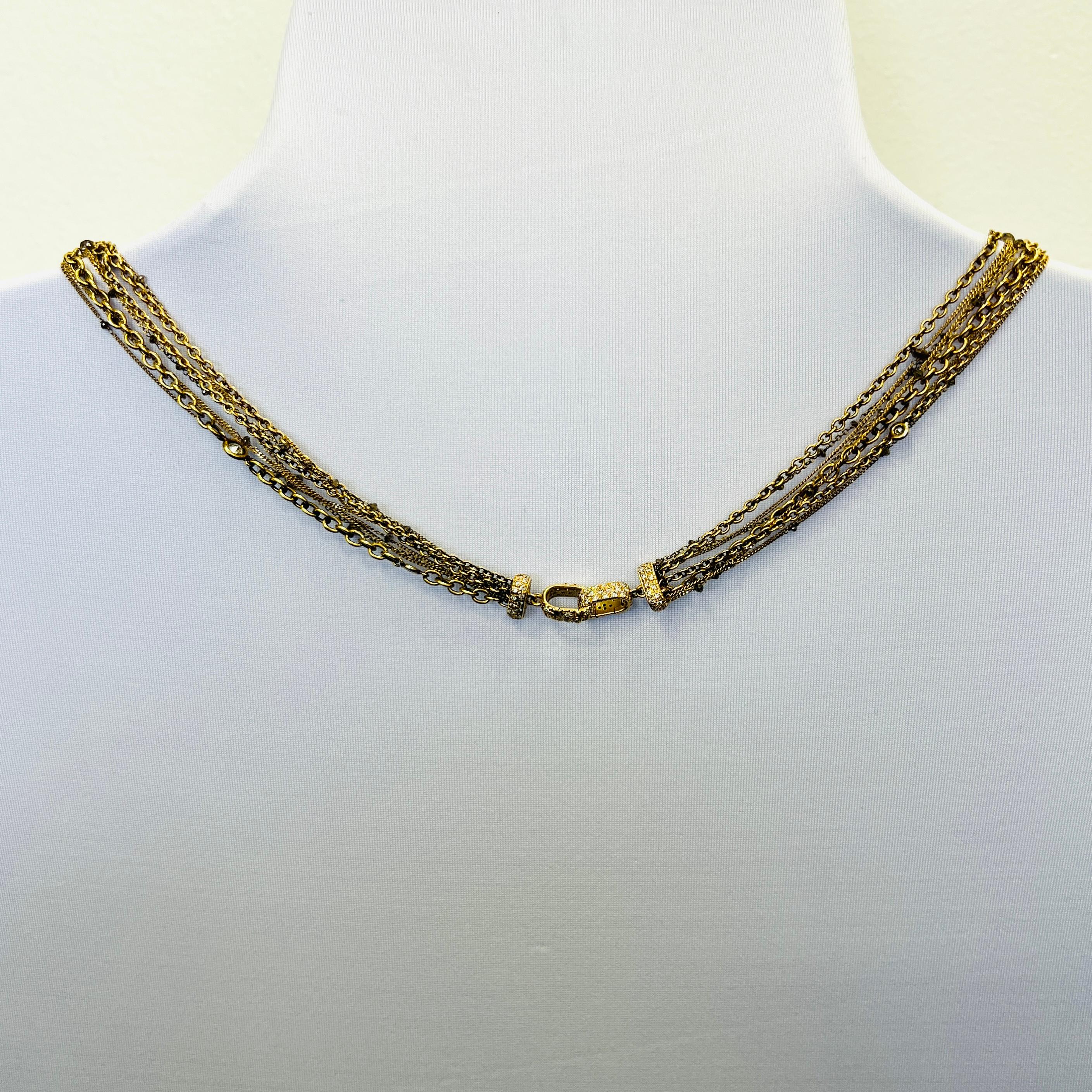 10 Carat Champagne and White Briolette Diamond Necklace in 18K Gold For Sale 2