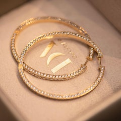 10 Carat Champagne Diamonds 18 Karat Yellow Gold Hoop Earrings
