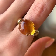10 Carat Citrine Cabochon 18 Karat Yellow Gold Ring by D&A