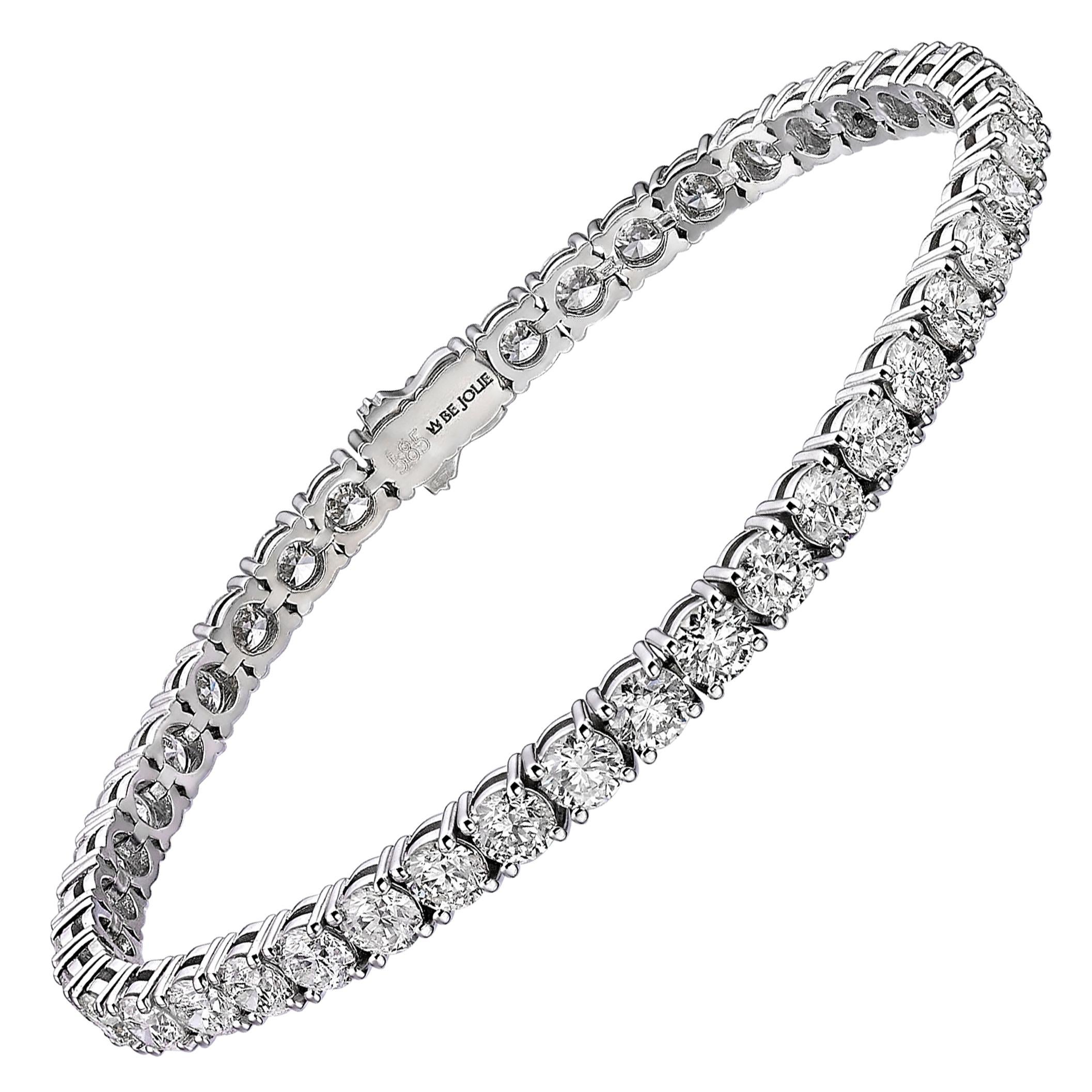 10.46 Carat Classic Diamond Tennis Bracelet For Sale