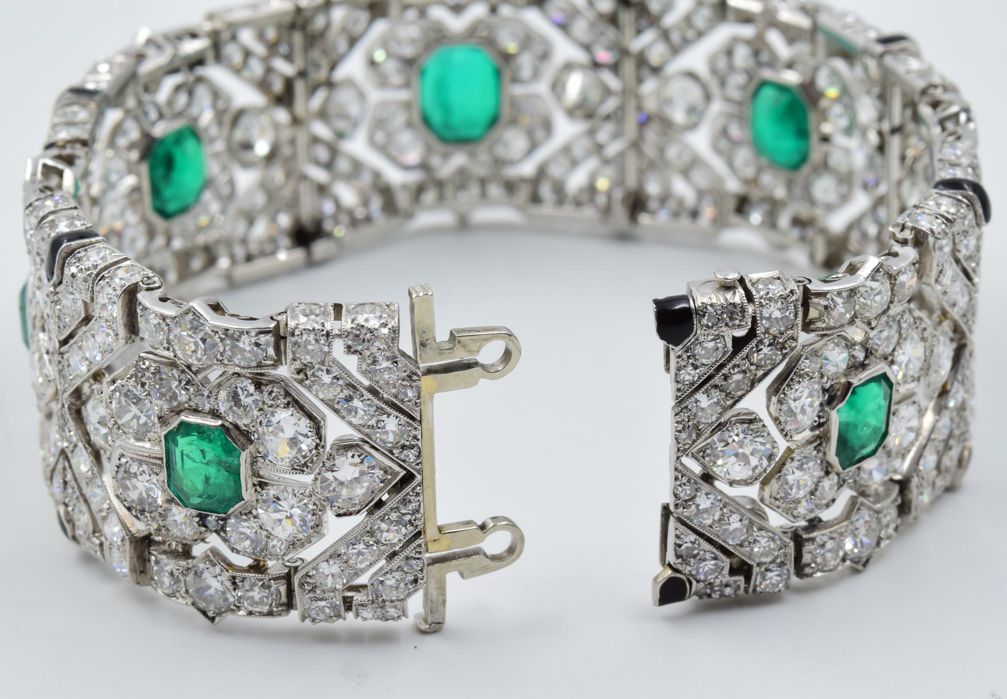 10 Carat Colombian Emerald Bracelet in Platinum AGL Certified 20 Carat 1920s Era 2