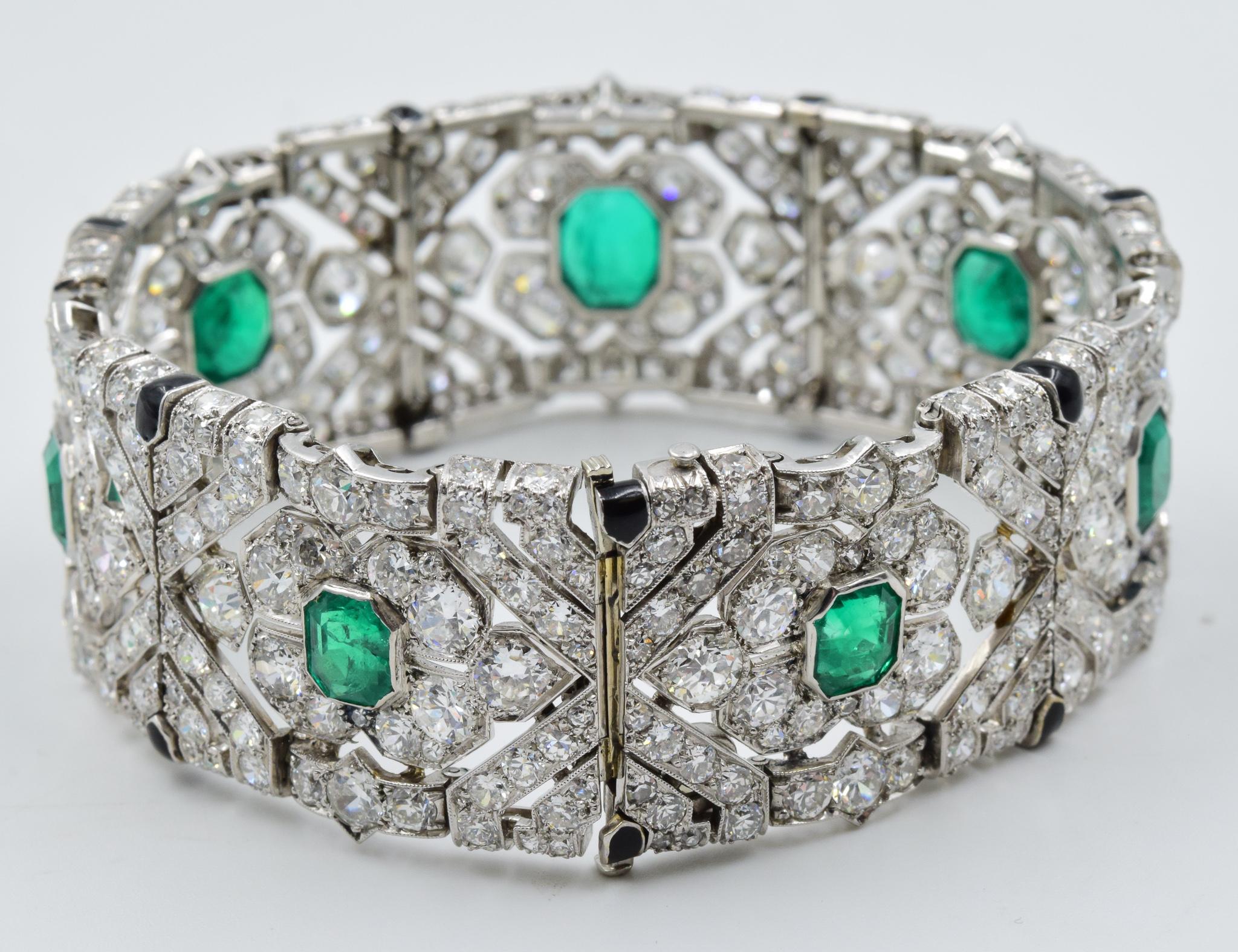 10 Carat Colombian Emerald Bracelet in Platinum AGL Certified 20 Carat 1920s Era 3