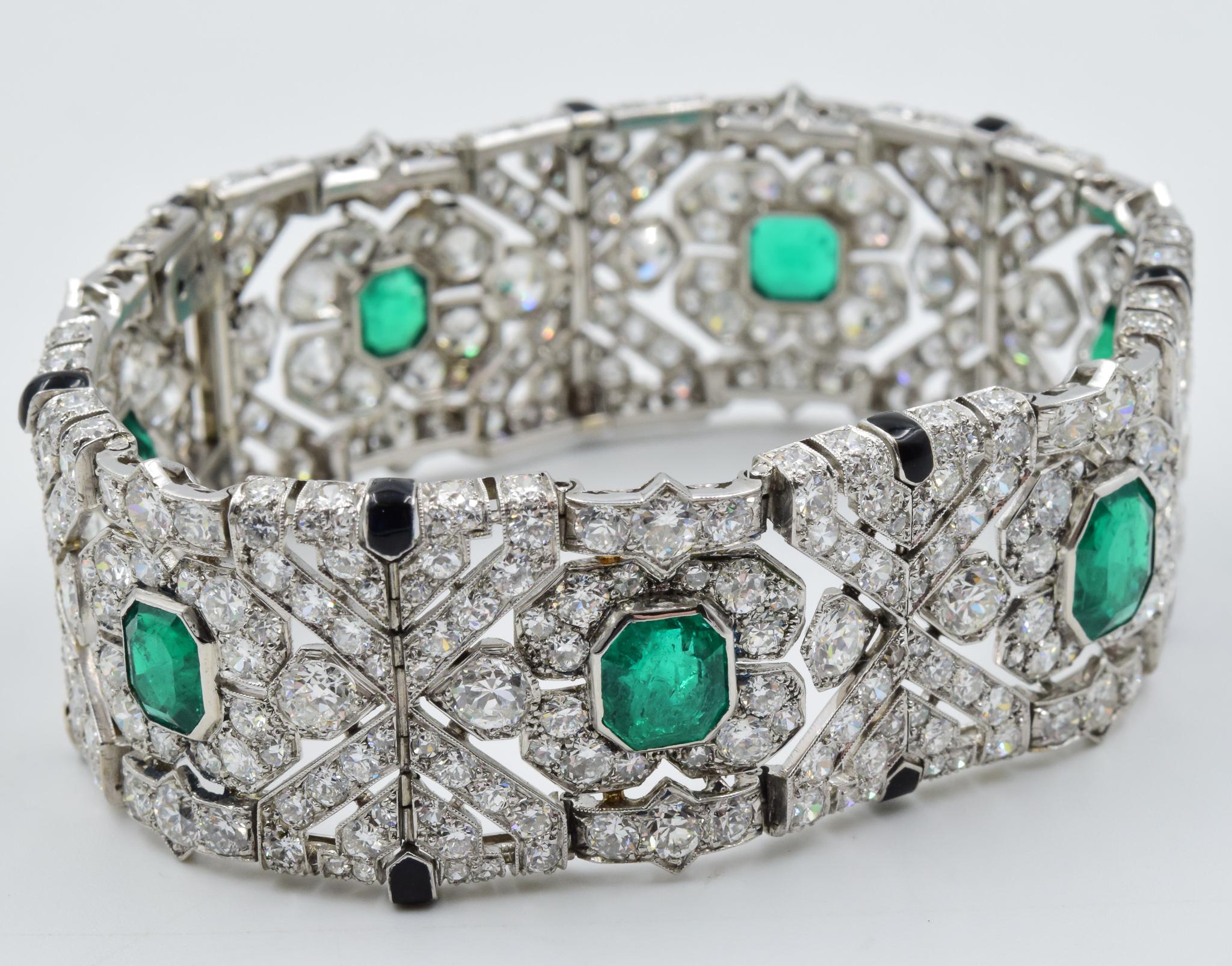 10 Carat Colombian Emerald Bracelet in Platinum AGL Certified 20 Carat 1920s Era 4