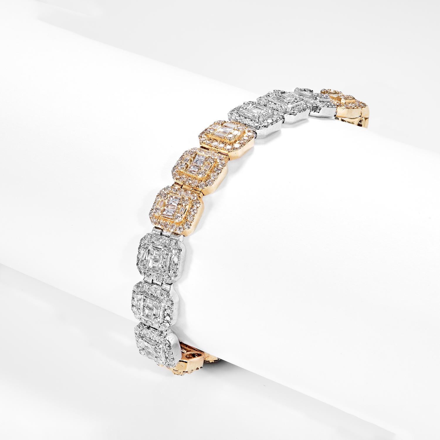 Taille mixte Bracelet en diamants de forme mélangée certifiés 10 carats en vente