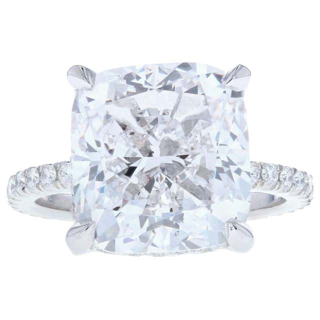 10 Carat Cushion Cut Diamond Engagement Ring with Diamond Pave and ...