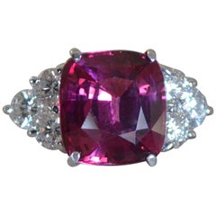 10 Carat Cushion Natural Pink Spinel and Diamond Cocktail Ring