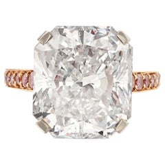 10 Carat Cushion Statement Brilliant White / D color FL/IF 14K White Gold