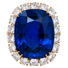 10 Carat Cushion Statement Royal Blue Sapphire 14K Gold Grand Palais Radiance