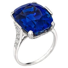 10 Carat Cushion Statement Royal Blue Sapphire 14K Gold Grand Palais Radiance
