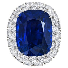 10 Carat Cushion Statement Royal Blue Sapphire 14K Gold High Jewellery Supremacy