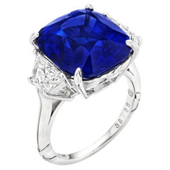 10 Carat Cushion Statement Royal Blue Sapphire 14K Gold Unparalleled Brilliance