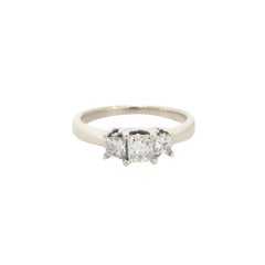 1.0 Carat Diamond 3 Stone Engagement Ring 18 Karat In Stock