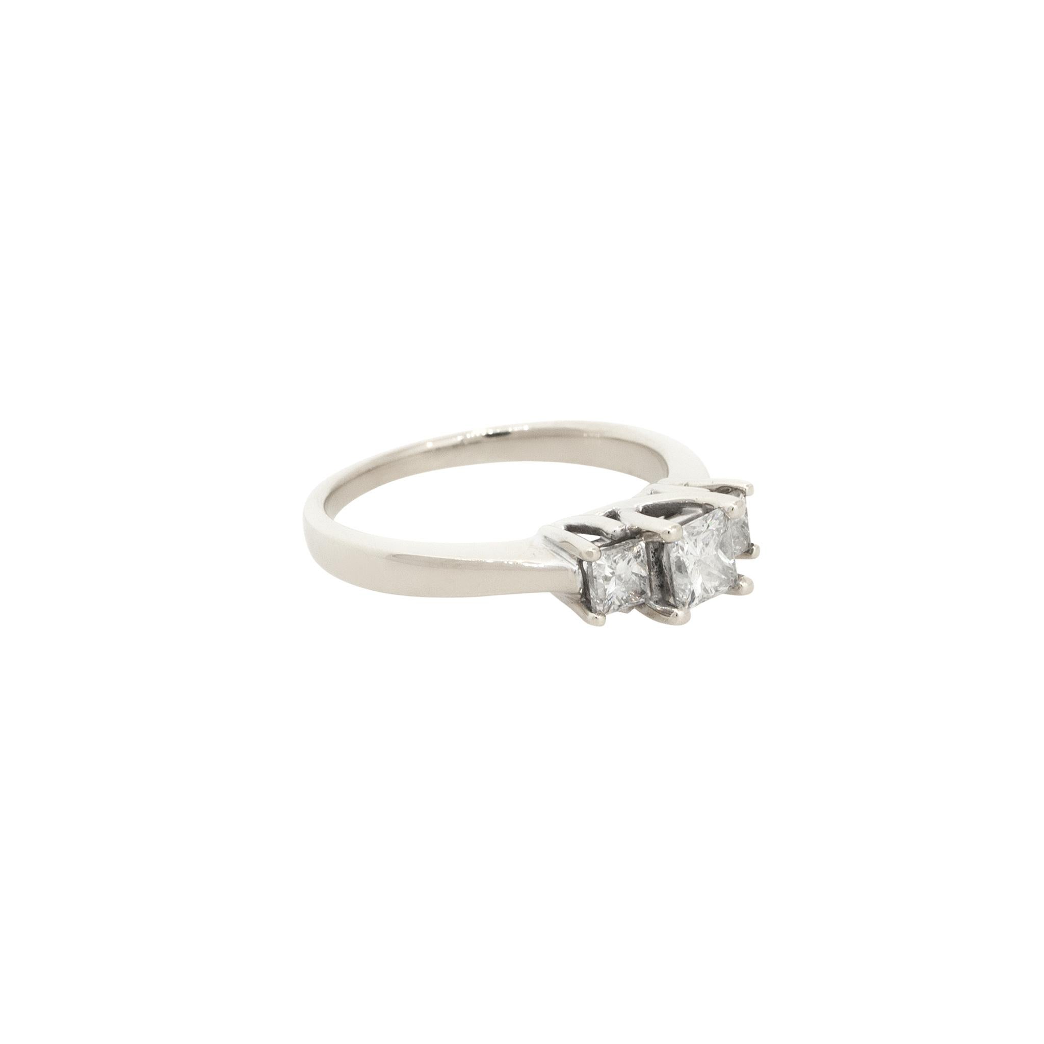 Princess Cut 1.0 Carat Diamond 3 Stone Engagement Ring 18 Karat In Stock  For Sale
