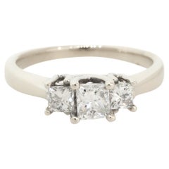 1.0 Carat Diamond 3 Stone Engagement Ring 18 Karat In Stock 